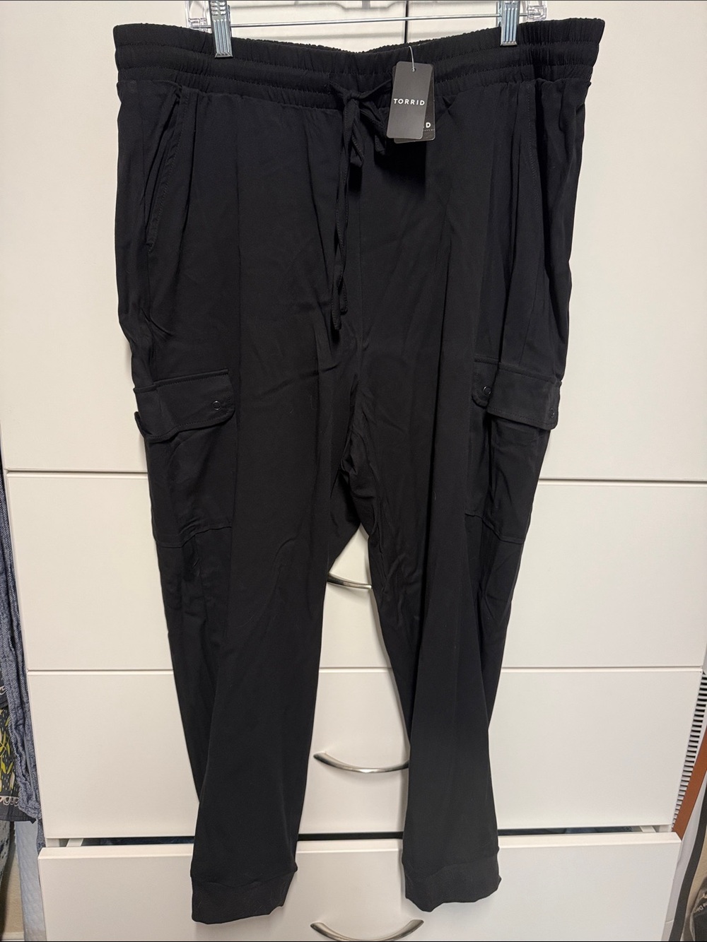 Women’s Black Cargo Jogger Pants with Drawstring Waist